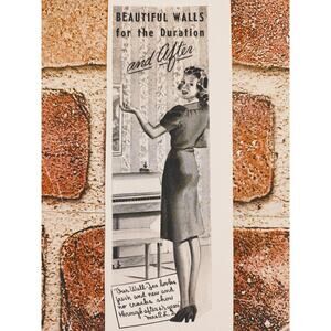 1942 Wall-Tex Wallpaper Ad - "Beautiful Walls for the Duration & After!" Vintage